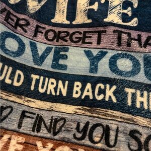 Multicolor Inspirational Quote Blanket wife